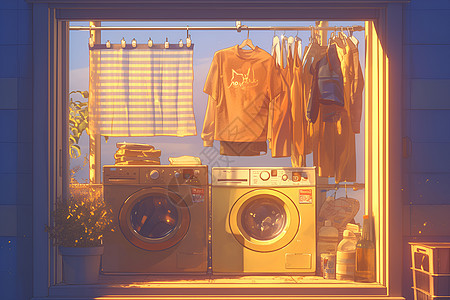 窗前洗衣机图片