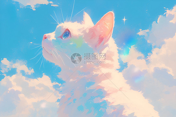 猫咪凝望天空图片