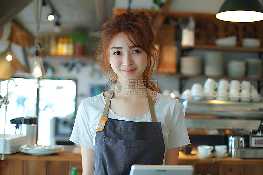 咖啡馆的服务员图片