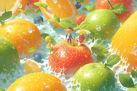 水里的水果背景图片