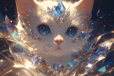 白猫戴钻石冕图片