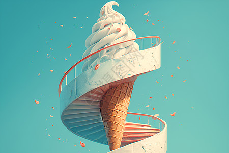 螺旋楼梯中的冰淇淋图片