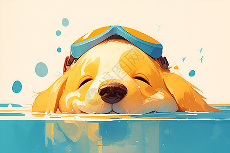 水上玩耍的小狗背景图片