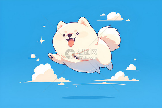 天空中飞翔的卡通狗图片