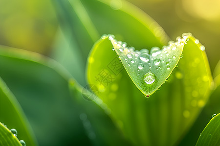 绿叶水珠水珠落在绿叶上背景