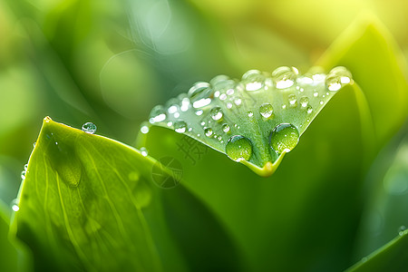 绿叶水珠水珠特写自然背景背景