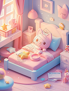 梦幻的粉色卧室图片