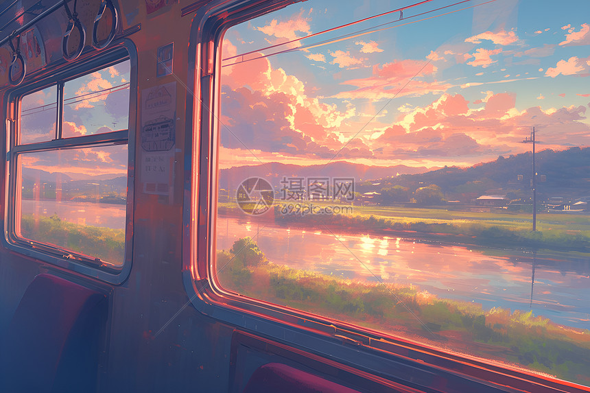 列车窗外的美丽风光图片