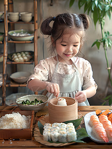 烹饪的孩子图片