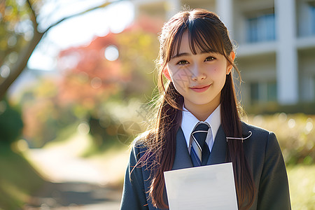 阳光下的女孩阳光下的校服女孩背景