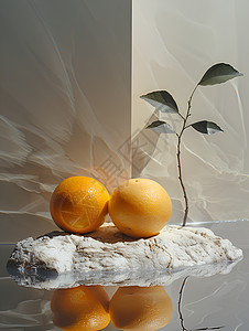 岩石上的两个橙子图片