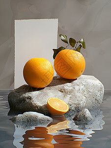橙子映衬水中图片