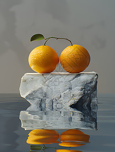 水中的两个橙子图片