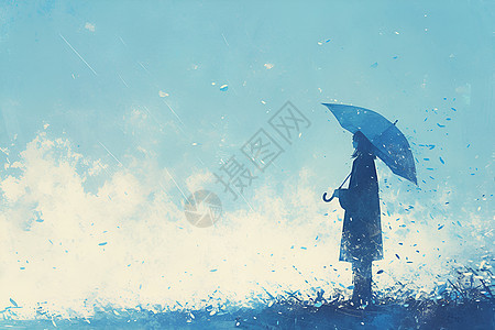 雨中思索的人背景图片