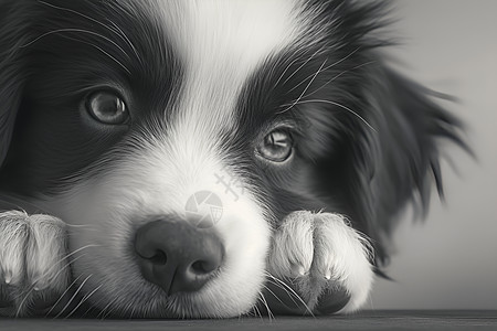 黑白小狗迷人的目光图片