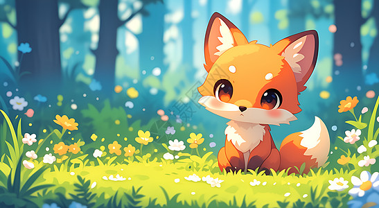 草地上的可爱小狐狸图片