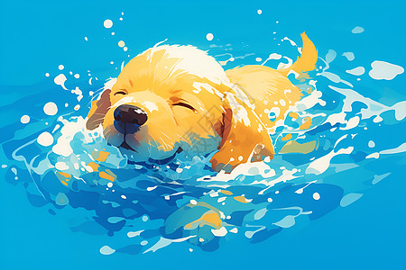 水中玩乐的小狗图片