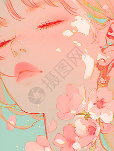 梦幻女孩与樱花背景图片
