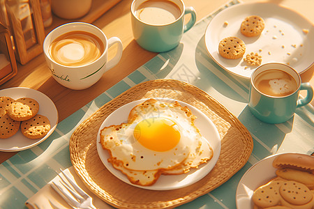 早餐馆美味的早餐套餐插画