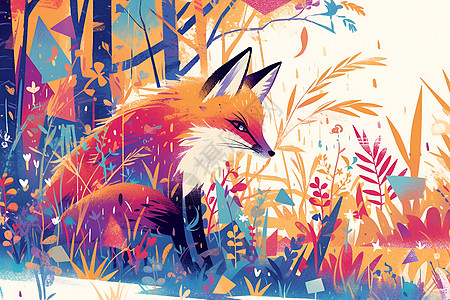 色彩斑斓的狐狸背景图片