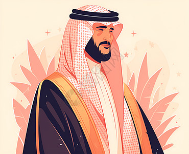 沙特老人的扁平插画图片
