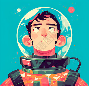背景 材质男子在太空背景下插画