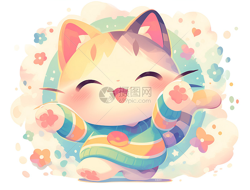 彩虹猫咪欢乐图片
