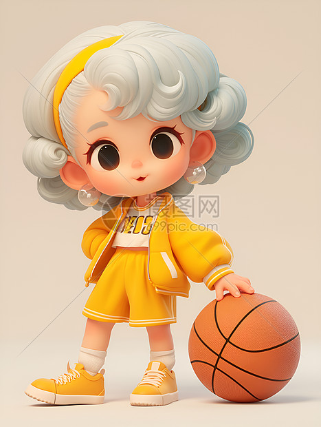 拿着篮球的老太太图片