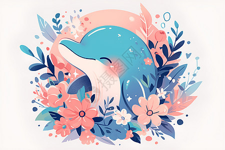 植物中的海豚背景图片