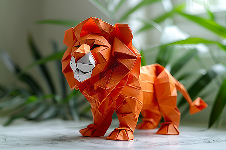 可爱的折纸狮子背景图片