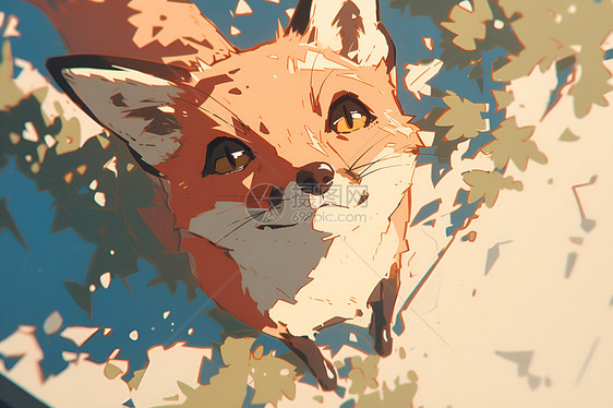 森林中的狐狸插画图片