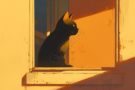 猫咪倚窗凝望图片