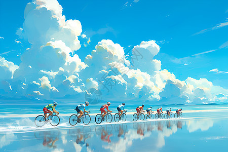 海滩上的自行车比赛图片