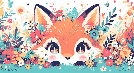 卡通森林动物可爱的小狐狸插画