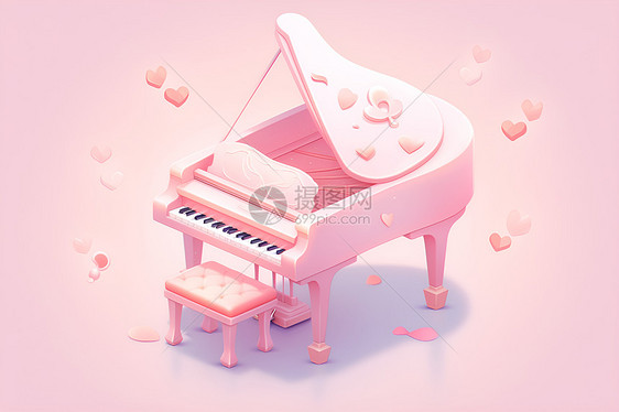 粉色钢琴图片