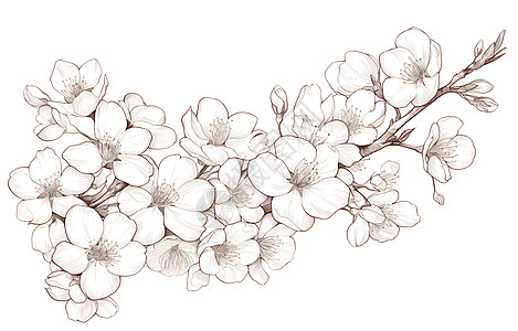 简洁的樱花枝素描高清图片