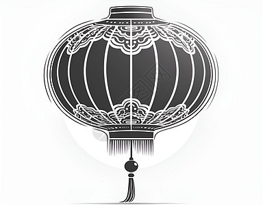 中国灯笼简约线描的矢量插图图片