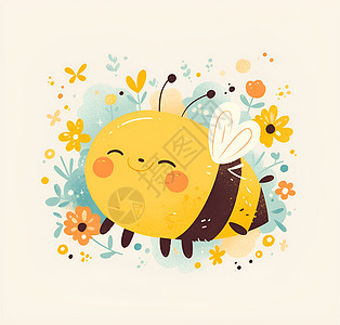 动物卡通快乐的蜜蜂插画