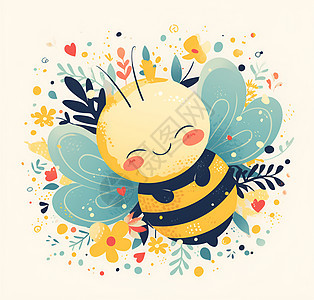 花海中的快乐蜜蜂背景图片