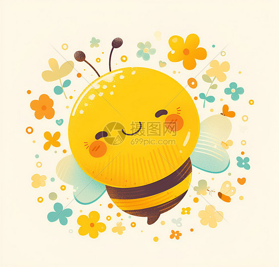 欢快微笑的蜜蜂图片