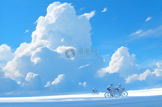 雪地里的骑行者图片