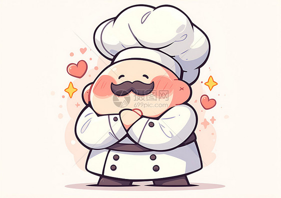 可爱的带小胡子的厨师图片