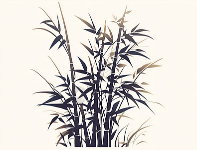 黑白的竹子插画图片