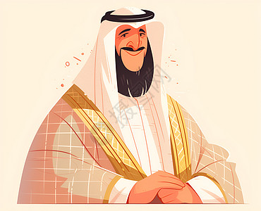 一位戴着传统头巾的沙特老人图片