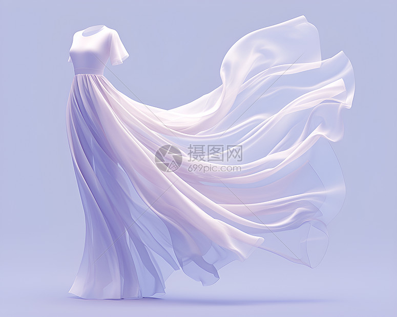 飘逸的白色裙连衣裙图片