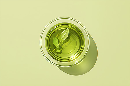 杯子中可口的绿茶图片