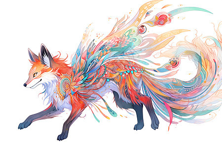 绘画的狐狸插图图片