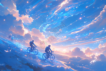 骑车穿越云海背景图片