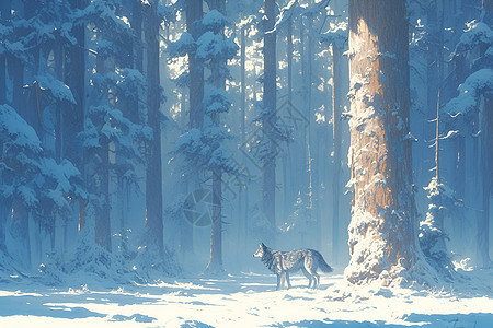 森林中漫游的狼图片