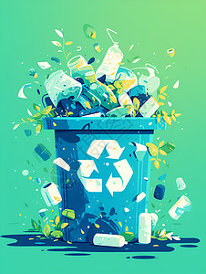 垃圾桶中的回收垃圾图片